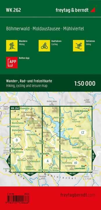 Carte de randonnée n° WK262 - Böhmerwald, Moldaustausee, Mühlviertel (Allemagne) | Freytag & Berndt (Copy) carte pliée Freytag & Berndt 