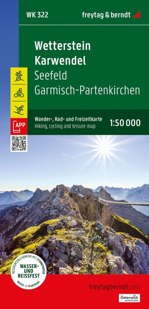 Carte de randonnée n° WK322 - Wetterstein, Karwendel, Seefeld, Garmisch (Allemagne) | Freytag & Berndt carte pliée Freytag & Berndt 