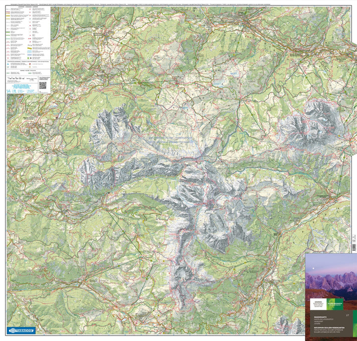 Carte de randonnée - Parco Naturale dello Sciliar - Catinaccio (Tyrol du Sud) | Tabacco carte pliée Tabacco 