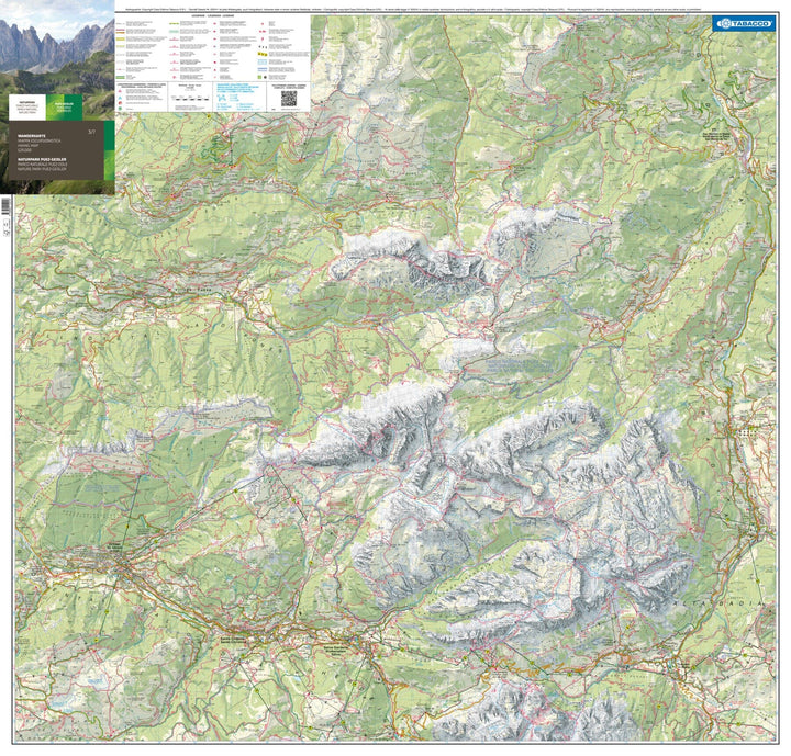 Carte de randonnée - Parco Naturale Puez-Odle / Puez-Geisler (Tyrol du Sud) | Tabacco carte pliée Tabacco 