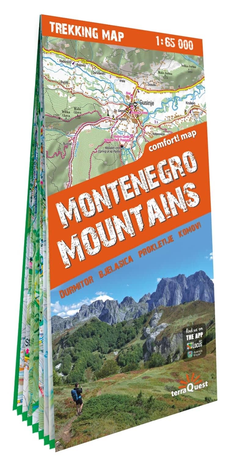 Carte de randonnée plastifiée - Montagnes du Monténégro - Durmitor, Bjelasica, Prokletije, Komovi | TerraQuest carte pliée Terra Quest 