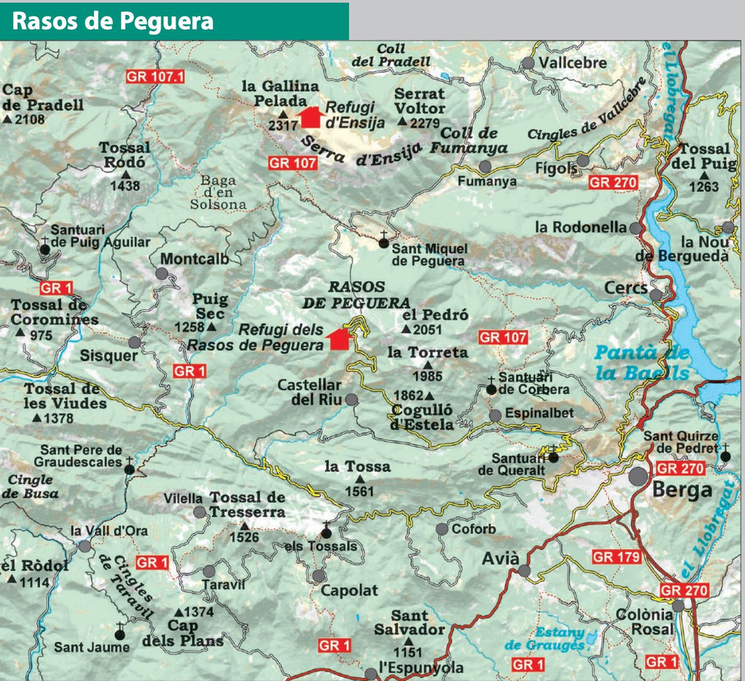 Carte de randonnée - Rasos de Peguera, Serra d'Ensija, Queralt, Vallcebre (Catalogne) | Alpina carte pliée Editorial Alpina 