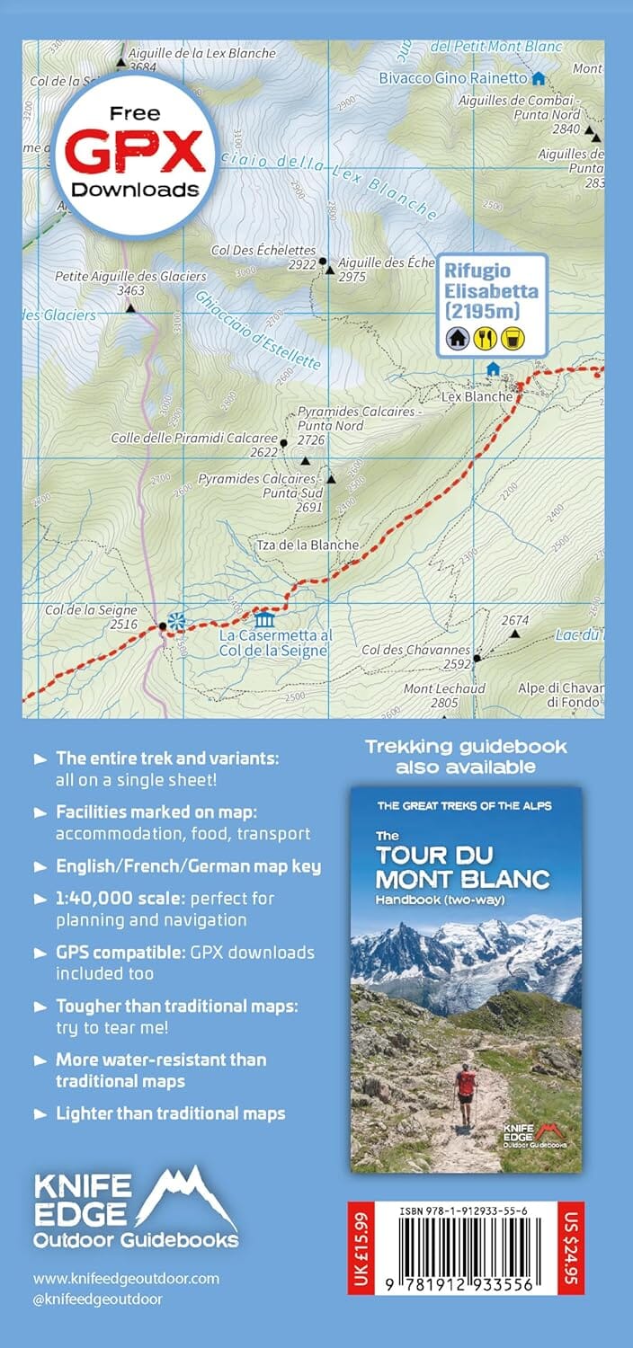 Carte de randonnée - Tour du Mont Blanc | Knife Edge Outdoor carte pliée Knife Edge Outdoor 