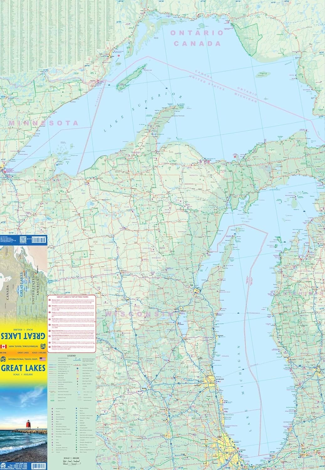 Carte de voyage - Grands Lacs (USA, Canada) | ITM carte de voyage ITM 