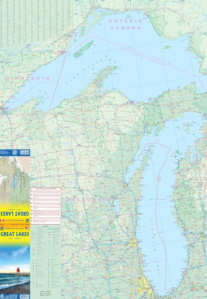 Carte de voyage - Grands Lacs (USA, Canada) | ITM carte de voyage ITM 