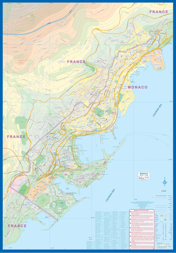 Carte de voyage - Monaco et la Riviera française (routes et chemins de fer) | ITM carte pliée ITM 