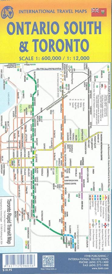 Carte de voyage - Plan de Toronto & Ontario Sud | ITM carte pliée ITM 
