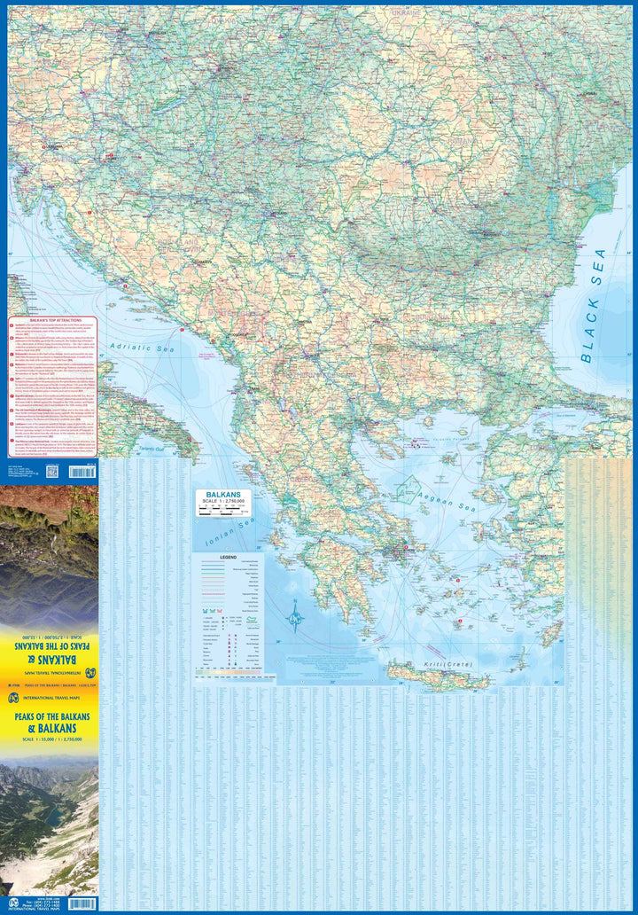 Carte de voyage - Sommets des Balkans | ITM carte pliée ITM 