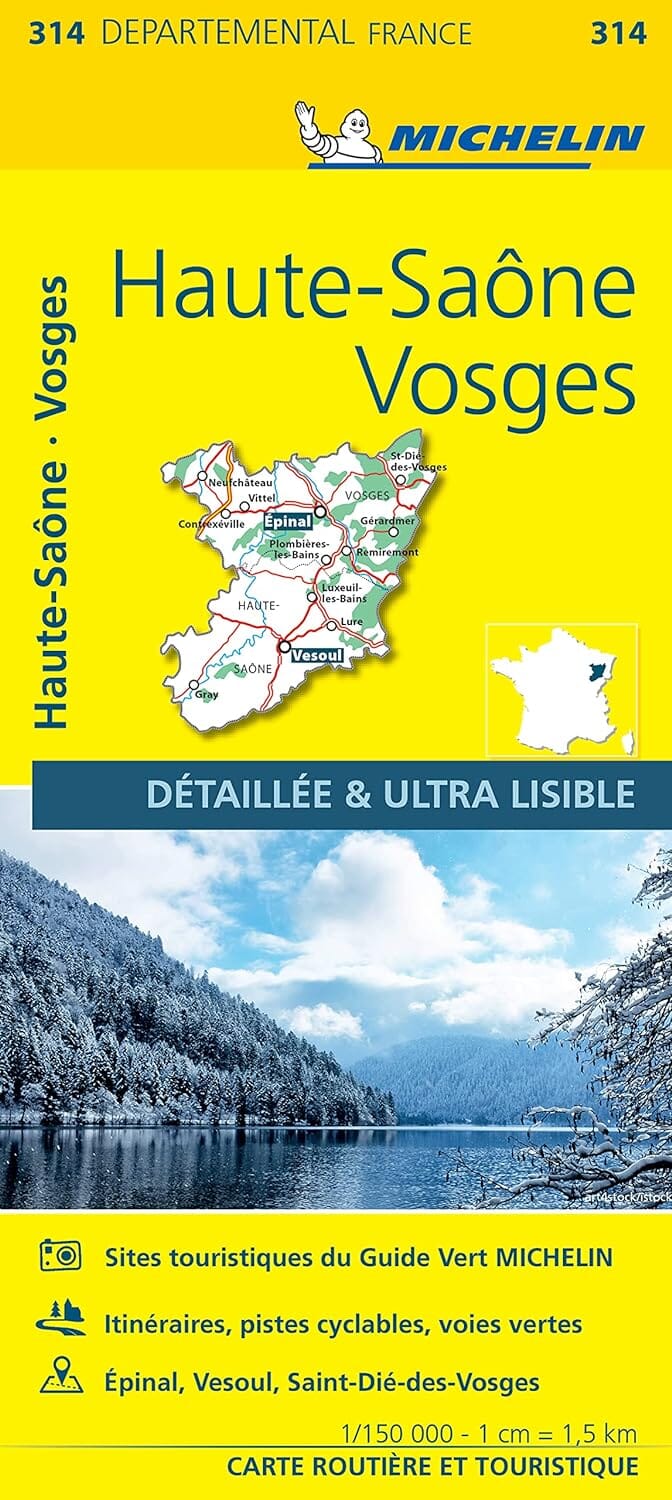 Carte départementale n° 314 - Haute-Saône & Vosges | Michelin carte pliée Michelin 