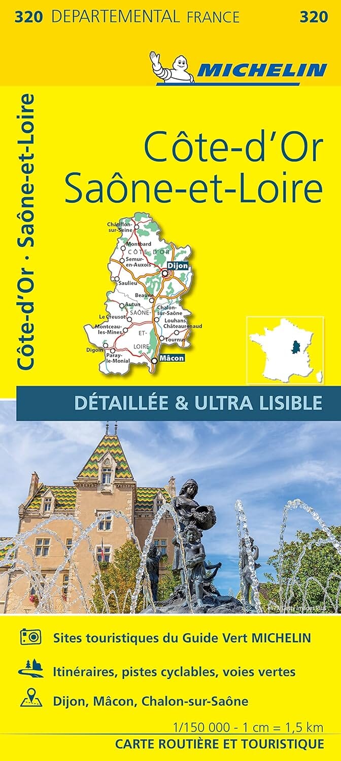 Carte départementale n° 320 - Côte d'Or & Saône-et-Loire | Michelin carte pliée Michelin 