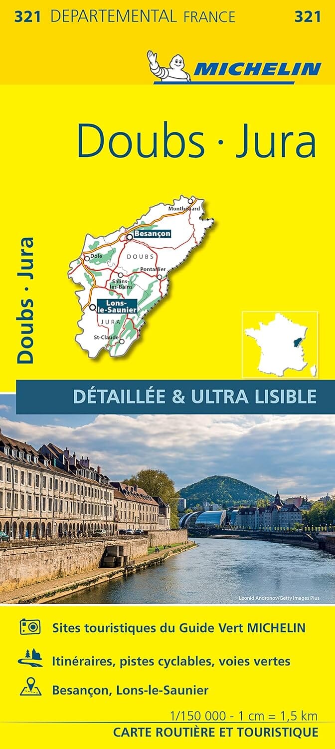 Carte départementale n° 321 - Doubs, Jura | Michelin carte pliée Michelin 