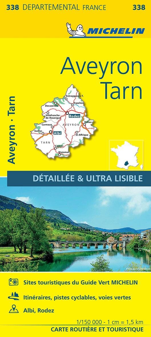 Carte départementale n° 338 - Aveyron & Tarn | Michelin carte pliée Michelin 