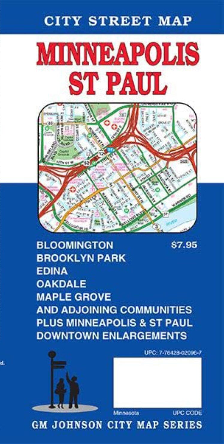 Carte des rues - Minneapolis, Saint-Paul (Minnesota) | GM Johnson carte pliée GM Johnson 