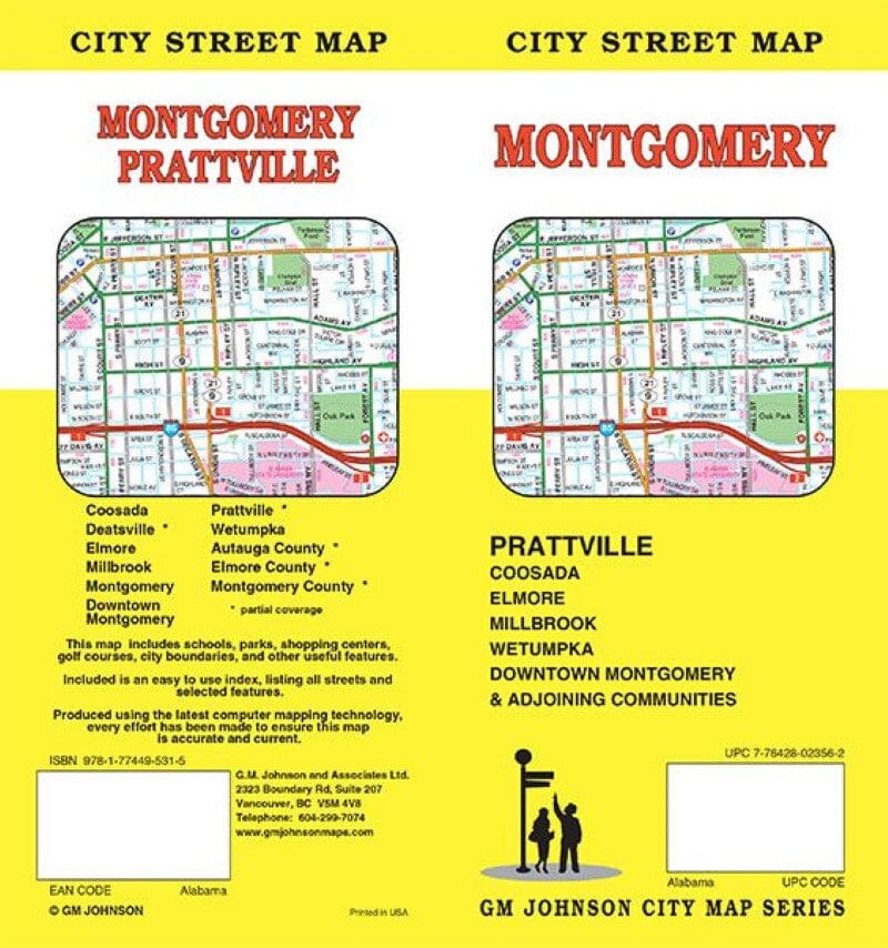 Carte des rues - Montgomery, Prattville | GM Johnson carte pliée GM Johnson 