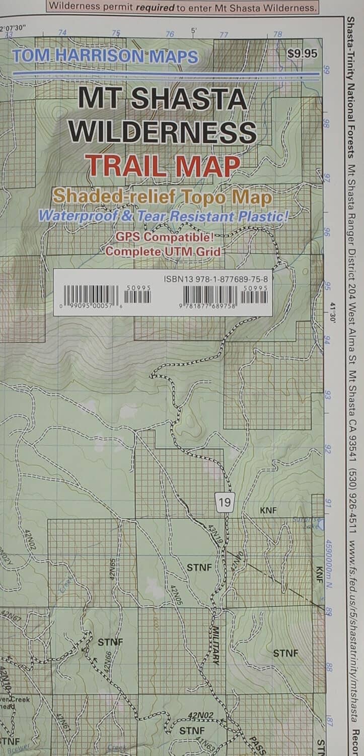 Carte des sentiers de la région sauvage du Mont Shasta | Tom Harrison Maps carte pliée Tom Harrison Maps 