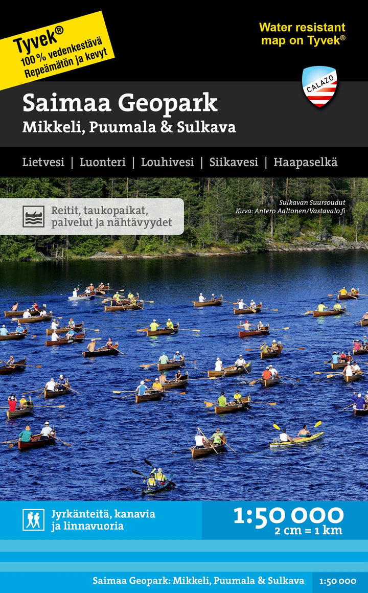 Carte des sports nautiques - Saimaa GeoPark Mikkeli, Puumala & Sulkava (Finlande) | Calazo carte pliée Calazo 