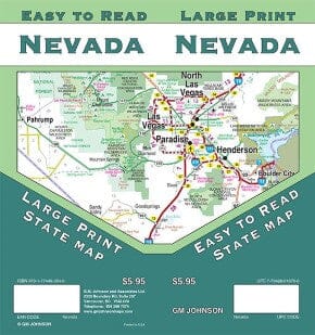 Carte d'état - Nevada (facile à lire, gros caractères) | GM Johnson carte pliée GM Johnson 