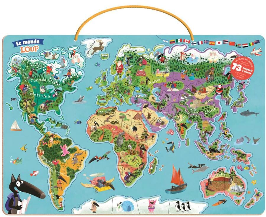 Carte du monde magnétique en puzzle (pour enfants 6 ans et +) - 49 x 34 cm puzzle Auzou 