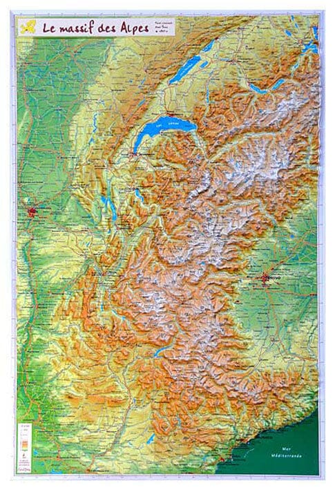 Carte en relief - Massif des Alpes - 62 x 42 cm carte relief Reliefs Editions 