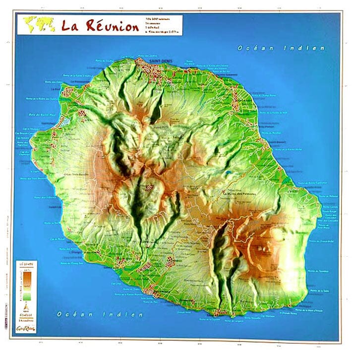 Carte en relief petit format - Ile de la Réunion - 31 X 31 cm carte relief petit format Reliefs Editions 