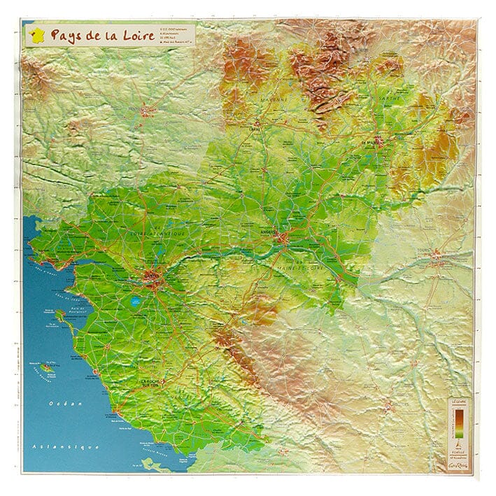 Carte en relief petit format - Pays de la Loire - 42,5 X 42,5 cm carte relief petit format Reliefs Editions 