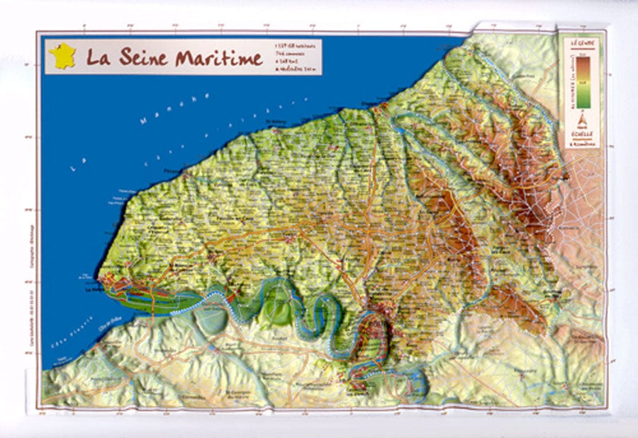 Carte en relief petit format - Seine-Maritime - 21,6 X 31,7 cm carte relief petit format Reliefs Editions 