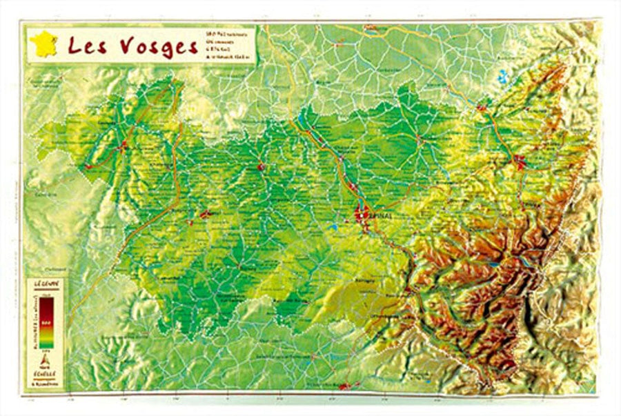 Carte en relief petit format - Vosges - 21,9 X 31,8 cm carte relief petit format Reliefs Editions 