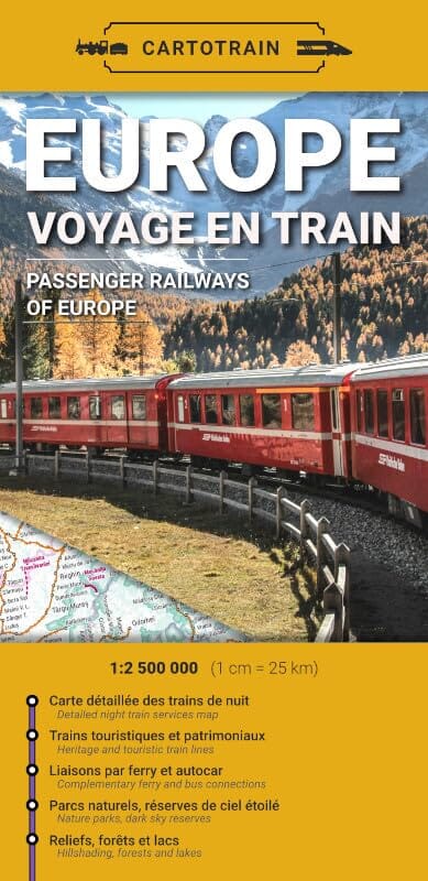 Carte - Europe : Voyage en train | Cartotrain carte pliée Cartotrain 