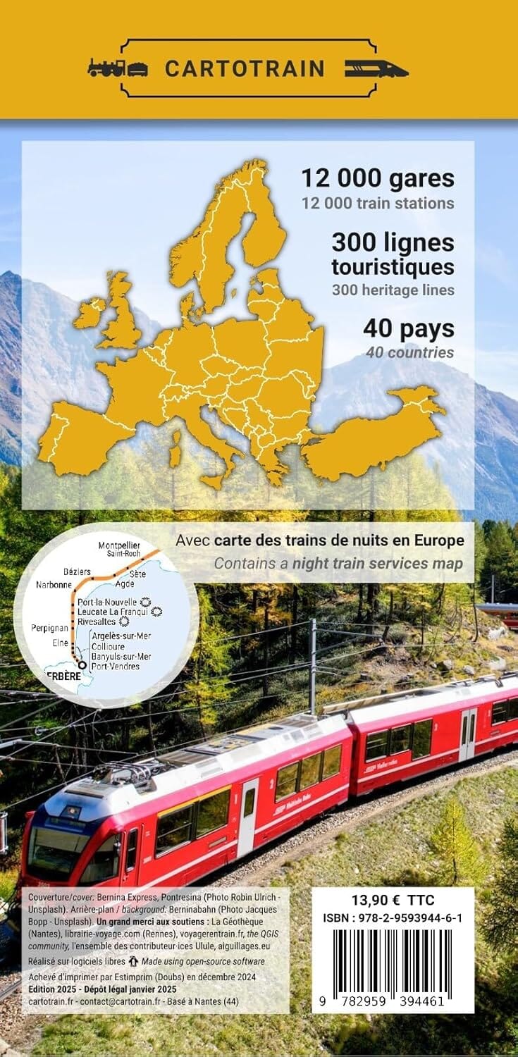 Carte - Europe : Voyage en train | Cartotrain carte pliée Cartotrain 