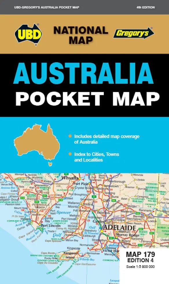 Carte générale de poche - Australie, n° 179 | UBD Gregory's carte de voyage UBD Gregory's 
