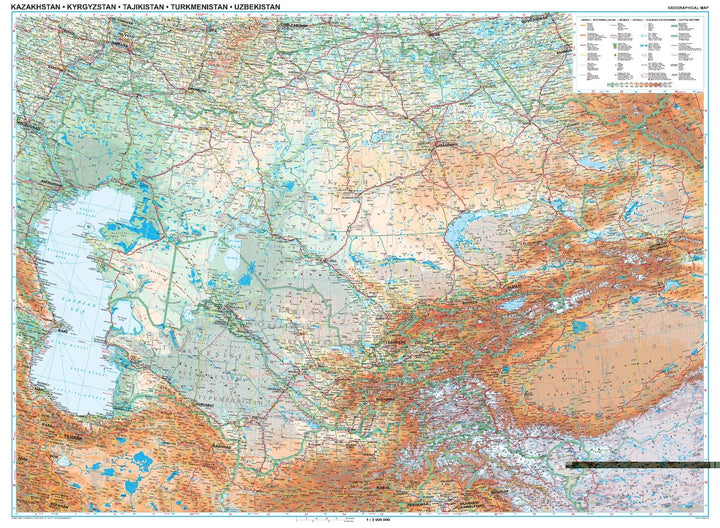 Carte géographique - Kazakhstan, Kyrgyzstan, Tajikistan, Turkmenistan & Ouzbekistan | Gizi Map carte pliée Gizi Map 