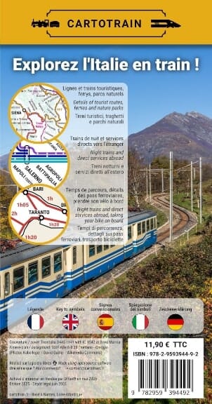Carte - Italie : Voyage en train | Cartotrain carte pliée Cartotrain 