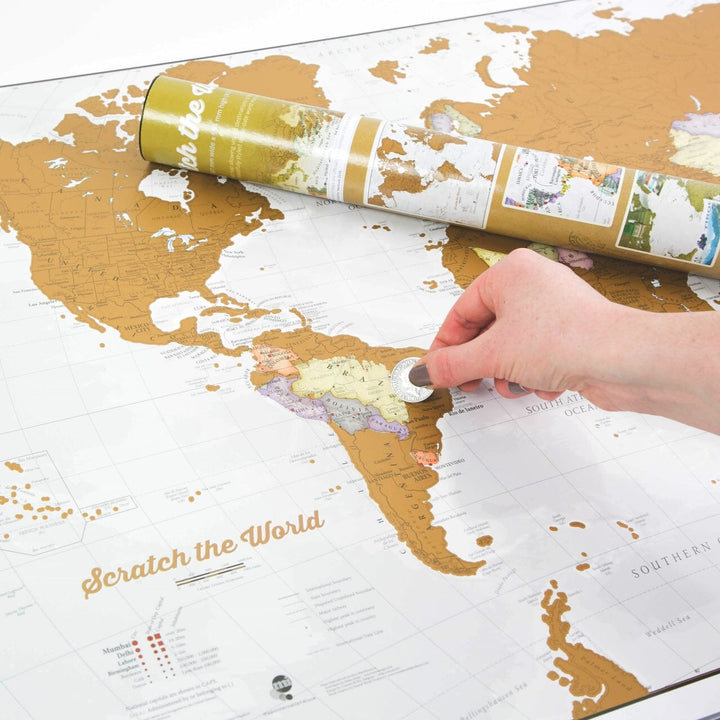 Carte murale à gratter (en anglais) - Monde (84 x 59 cm) | Maps International carte murale petit tube Maps International 