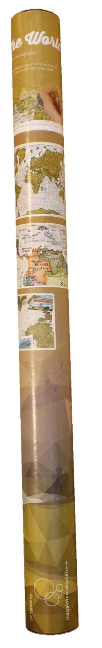 Carte murale à gratter (en anglais) - Monde (84 x 59 cm) | Maps International carte murale petit tube Maps International 