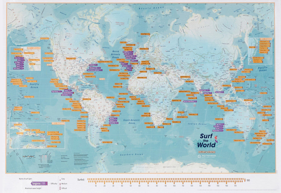Carte murale à gratter (en anglais) - Surf the World - 60 x 42 cm | Maps International carte murale petit tube Maps International 