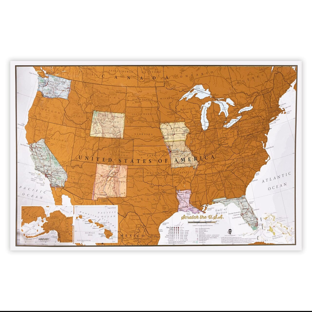 Carte murale à gratter (en anglais) - USA - 84 x 60 cm | Maps International carte murale roulée (en tube) Maps International 