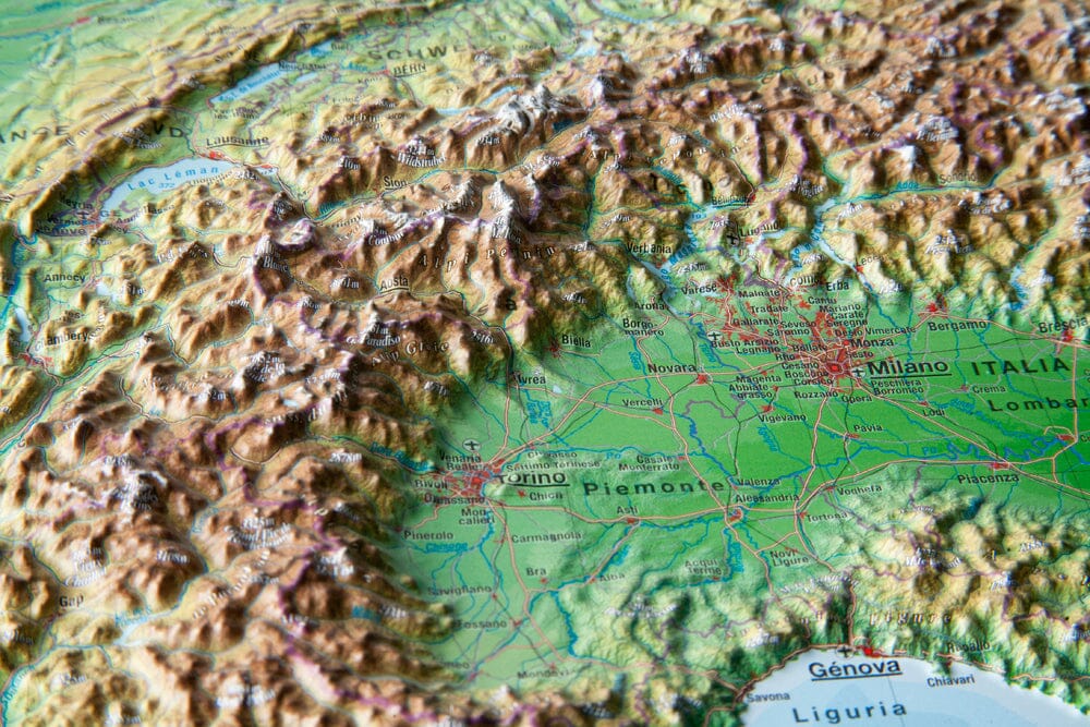 Carte murale en relief - Alpes (en anglais) - 39 x 29 cm | Georelief carte relief petit format Georelief 