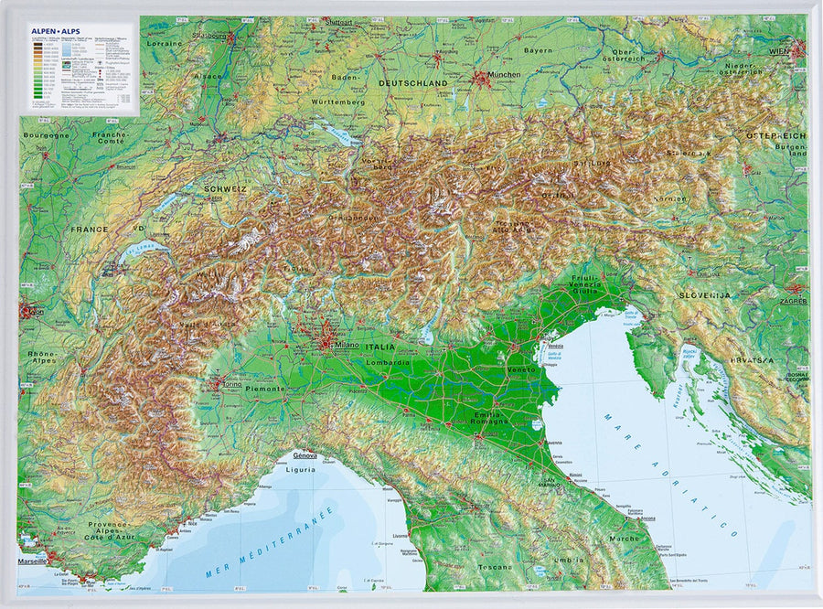 Carte murale en relief - Alpes (en anglais) - 39 x 29 cm | Georelief carte relief petit format Georelief 