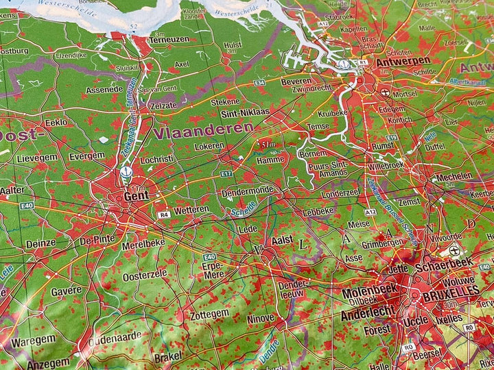 Carte murale en relief - Benelux (en anglais) - 77 x 57 cm | Georelief carte relief Georelief 