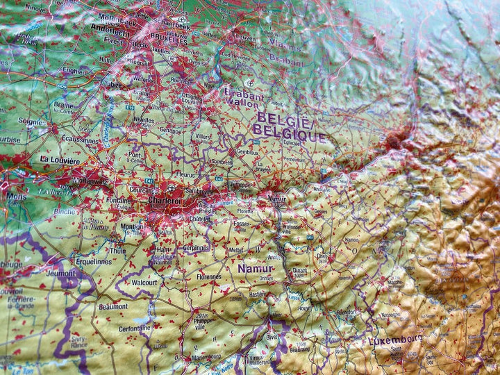 Carte murale en relief - Benelux (en anglais) - 77 x 57 cm | Georelief carte relief Georelief 