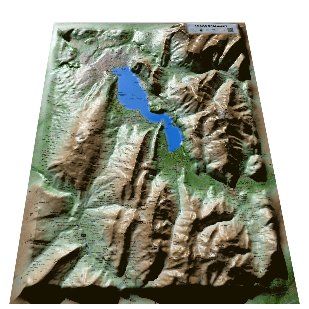 Carte murale en relief - Lac d'Annecy - 61 cm x 41 cm | 3D Map carte relief 3D Map 