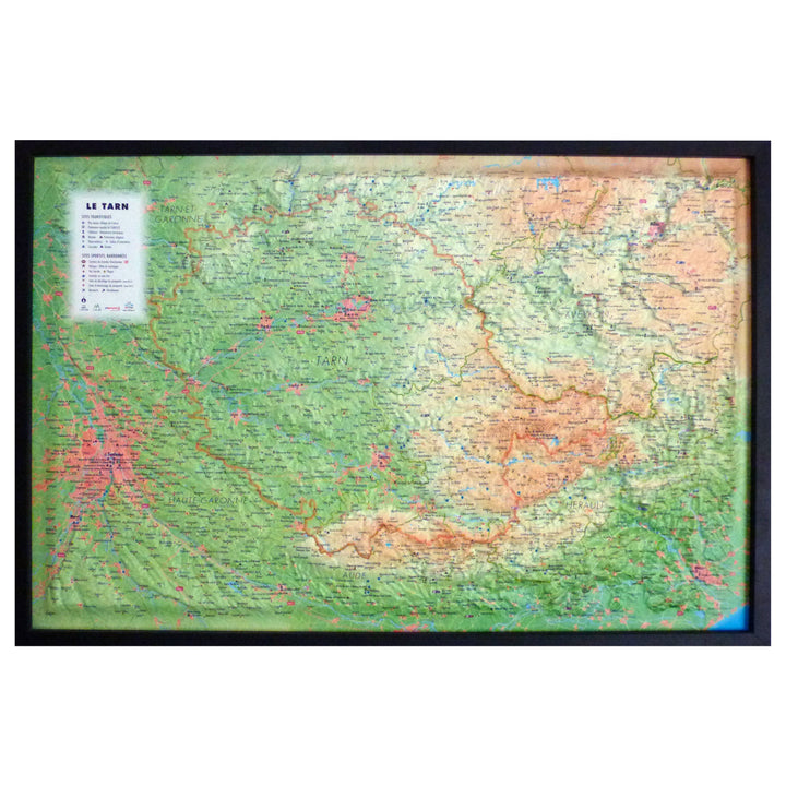 Carte murale en relief - Le Tarn - 61 cm x 41 cm | 3D Map carte relief 3D Map 