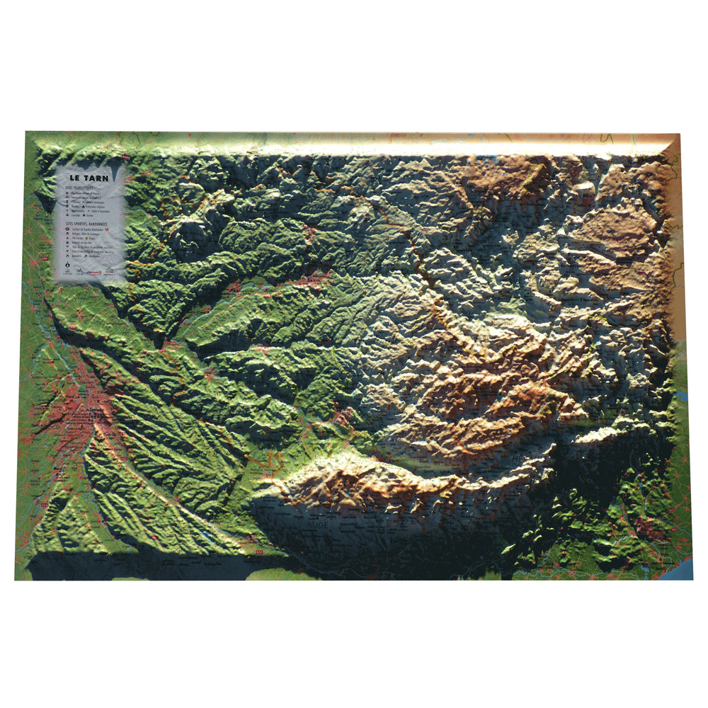 Carte murale en relief - Le Tarn - 61 cm x 41 cm | 3D Map carte relief 3D Map 