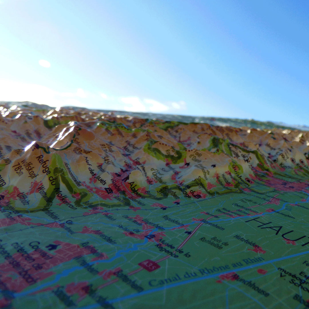 Carte murale en relief - Massif des Vosges - 41 cm x 61 cm | 3D Map carte relief 3D Map 