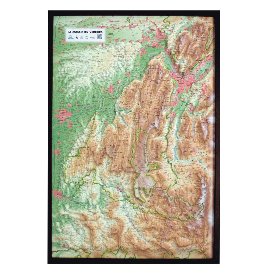 Carte murale en relief - Massif du Vercors - 41 cm x 61 cm | 3D Map carte relief 3D Map 