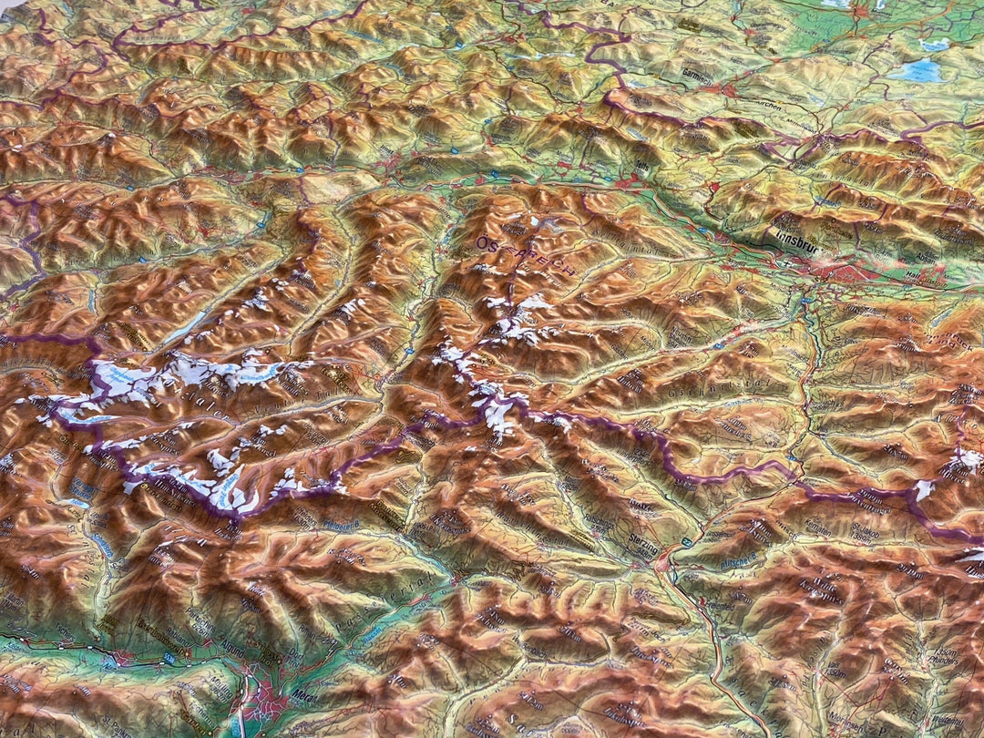 Carte murale en relief - Tyrol (en anglais) - 77 x 57 cm | Georelief carte relief Georelief 