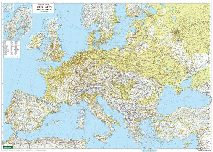 Carte murale - Europe (physique) - 126 x 90 cm | Freytag & Berndt carte murale petit tube Freytag & Berndt 