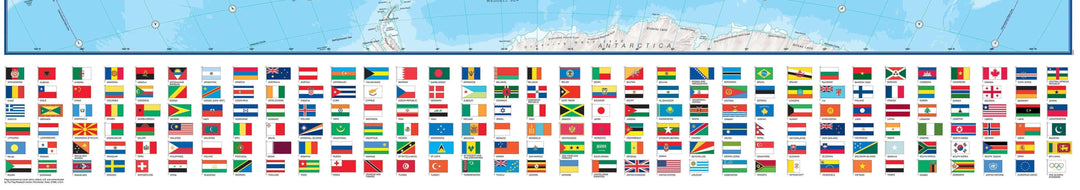 Carte murale - Monde politique, avec bande de drapeaux - 1/60M (69 x 53 cm) | Maps International carte murale petit tube Maps International 