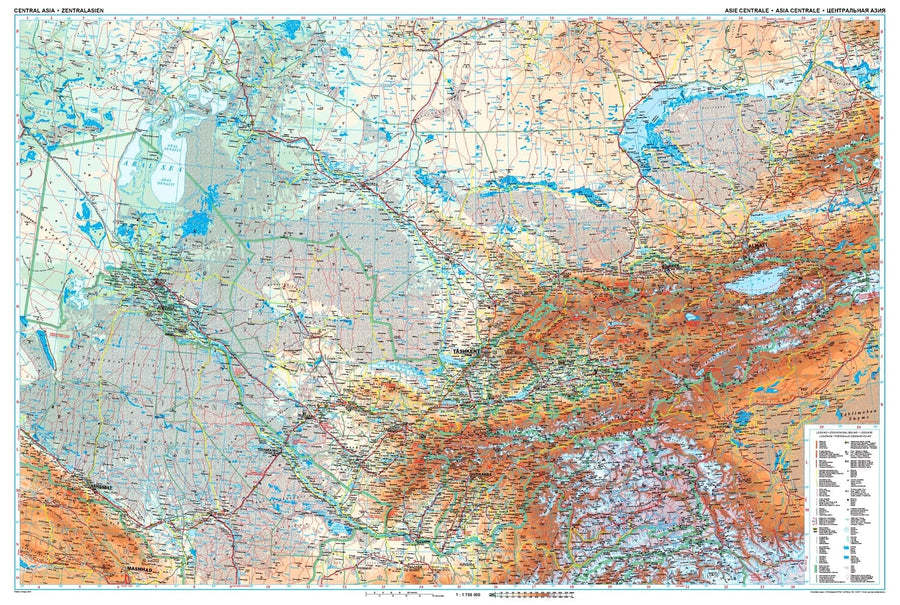 Carte murale plastifiée - Asie Centrale (géographique) - 122 X 82 cm | Gizi Map carte murale hors dimensions Gizi Map 