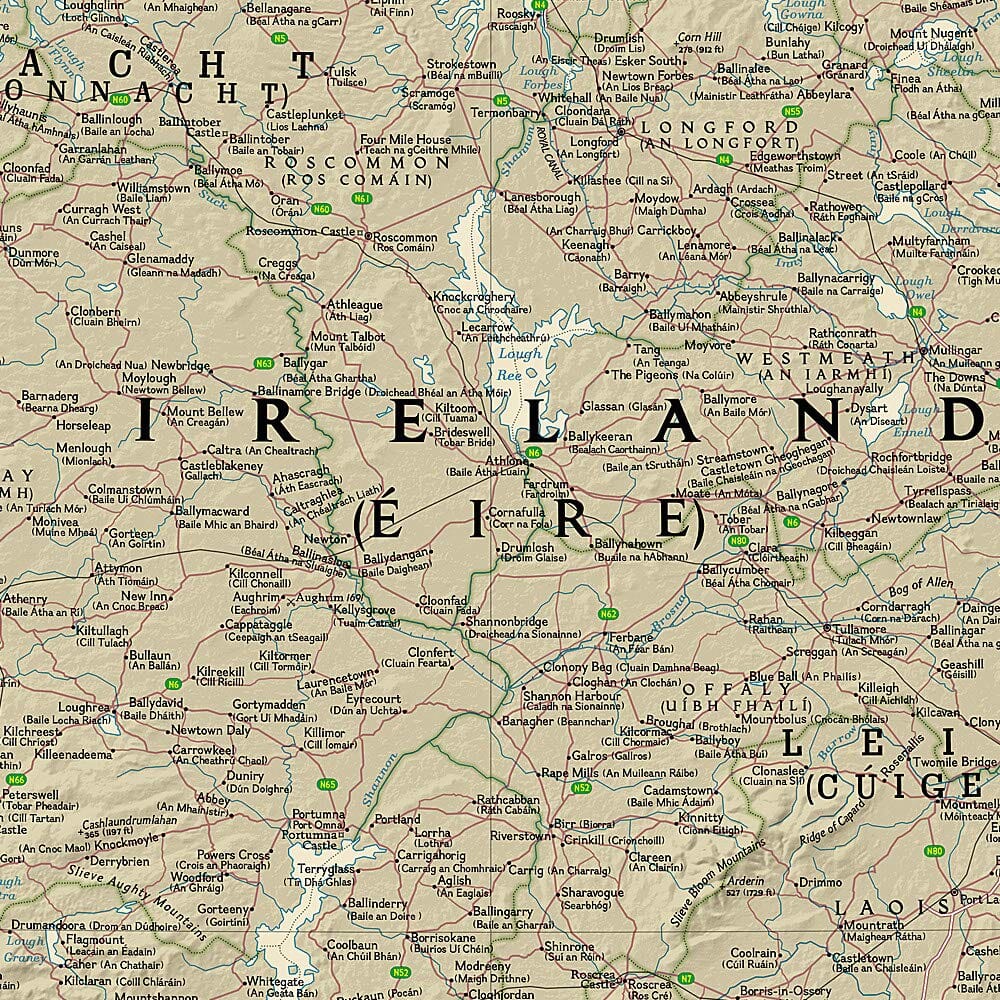 Carte murale plastifiée (en anglais) - Irlande, style antique - 76 x 92 cm | National Geographic carte murale petit tube National Geographic 